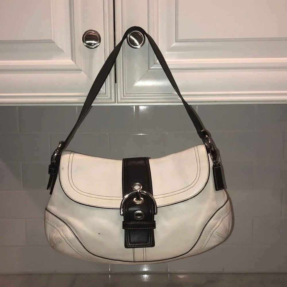 Coach Large Cream Leather Soho Buckle Hobo Bag